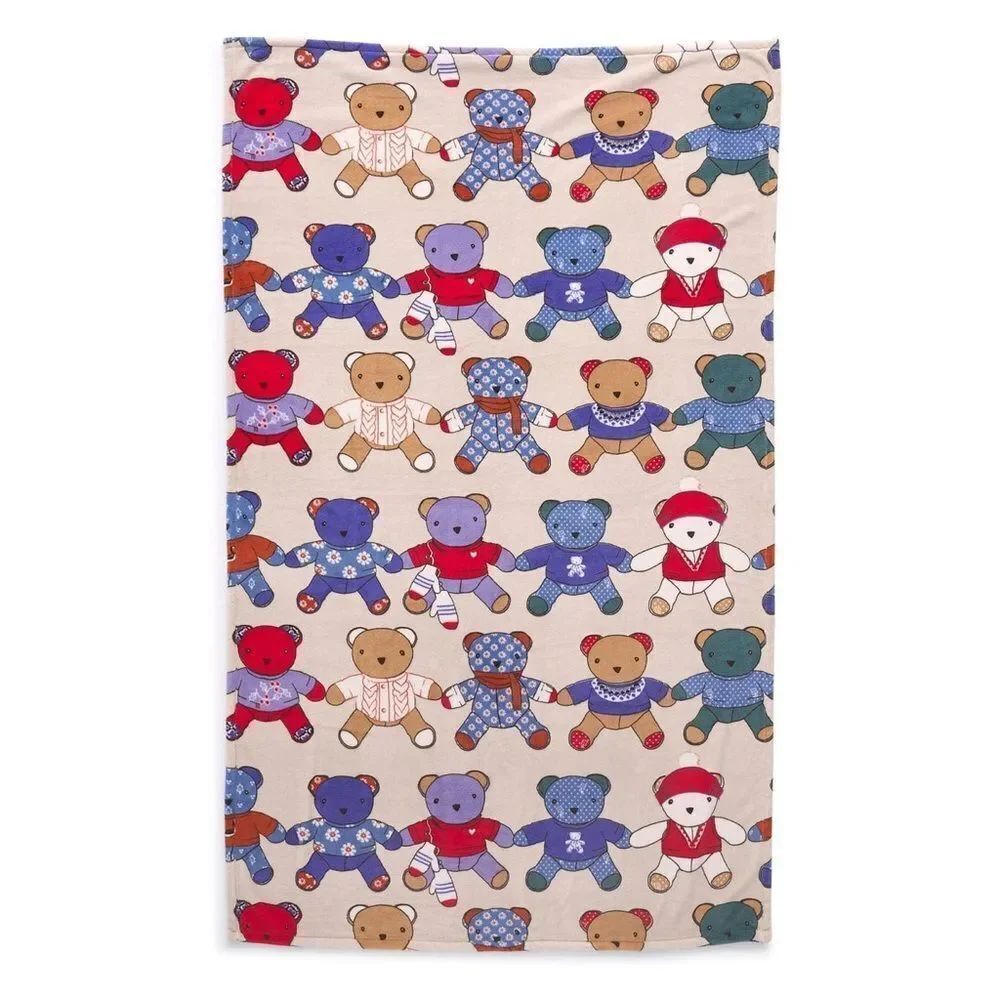 VERA BRADLEY Toasty Teddies Pumice Stone Multi Essential Throw Blanket in Fleece
